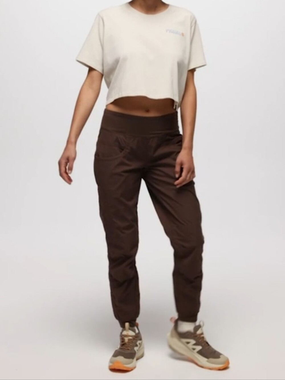 PrAna Kanab Pant Mocha Brown Hiking Gorpcore S Small Pull On Elastic